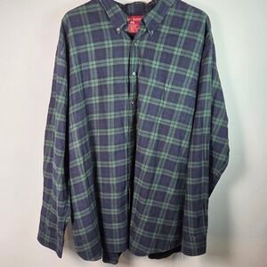 Comfort Outfitter Flannel Shirt Mens 4XL Green Blue Excellent Plaid Button Down